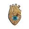 Broche Cœur Anatomique En Fils Métalliques Dorés Et Œil