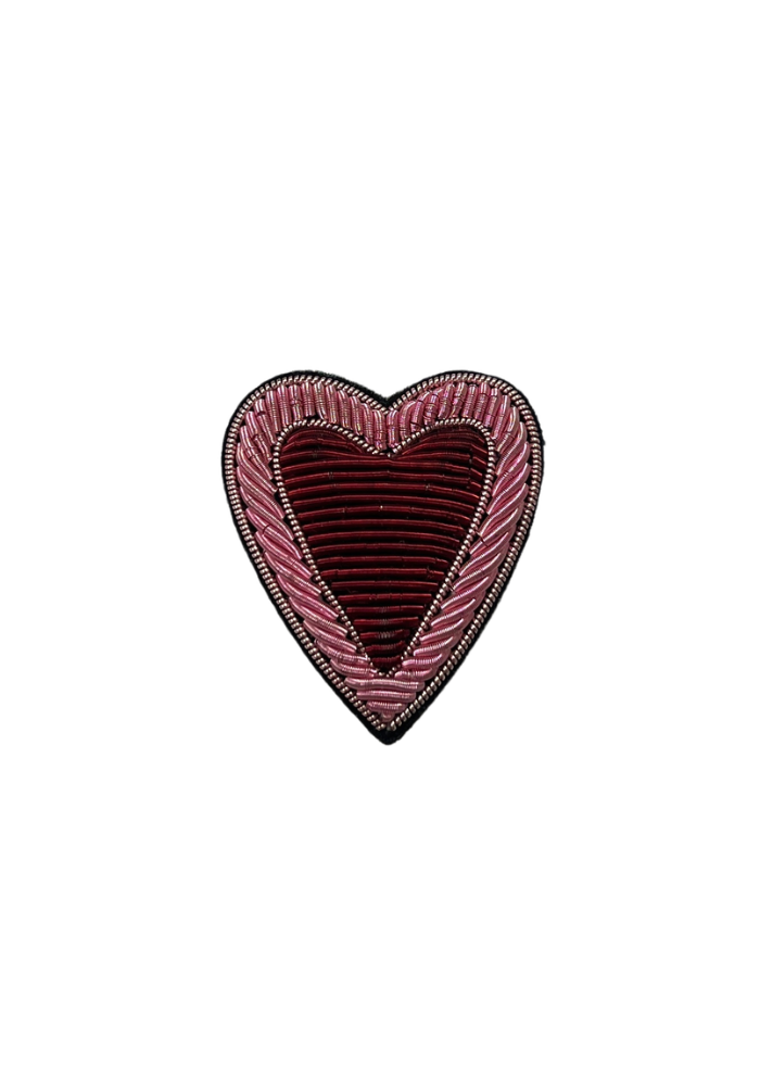 Broche Cœur En Fils Métallisés Rouge Et Rose - Sélectionné par Blush