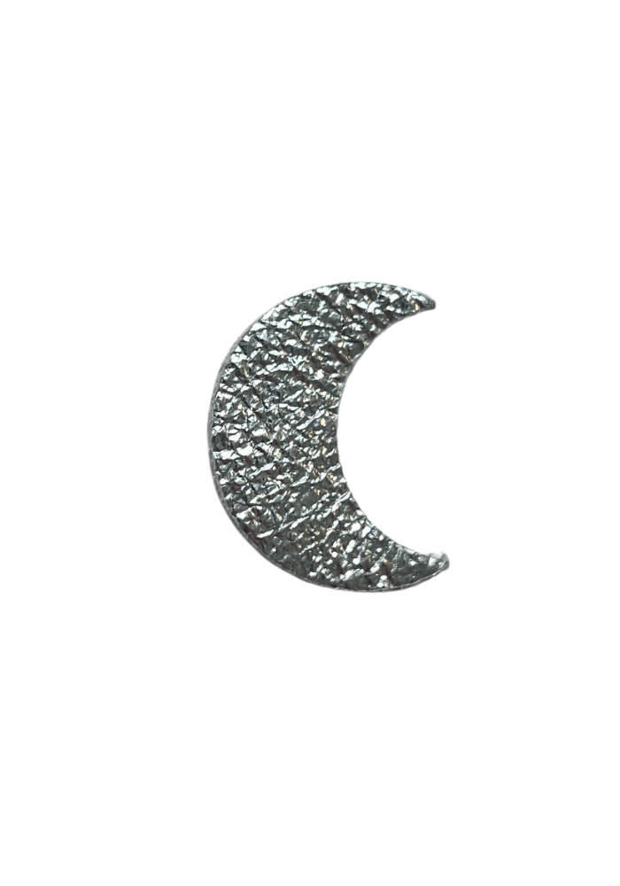 Broche Lune Cuir Irisé Argent - Les Cleias
