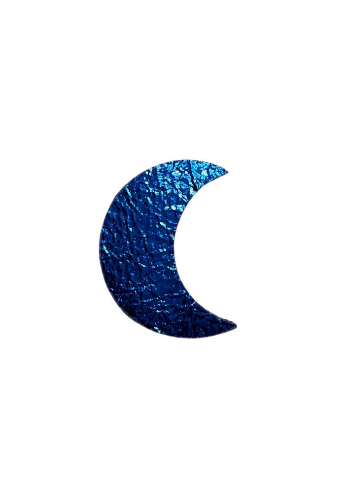 Broche Lune Cuir Irisé Bleu Foncé - Les Cleias