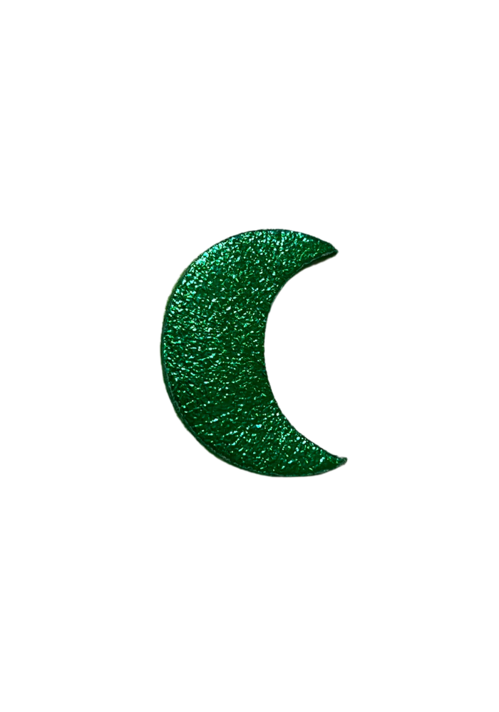 Broche Lune Cuir Irisé Vert - Les Cleias