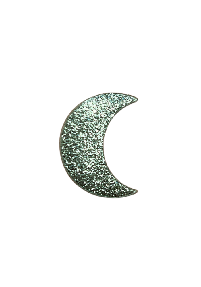 Broche Lune Cuir Irisé Vert Clair - Les Cleias
