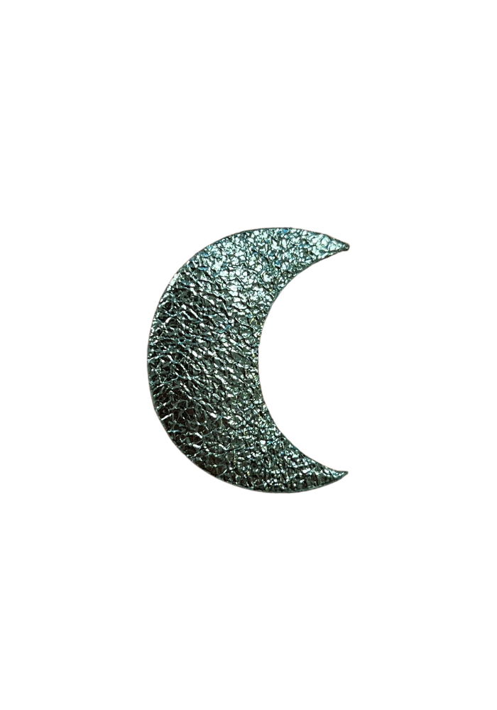 Broche Lune Cuir Irisé Bleu Clair - Les Cleias