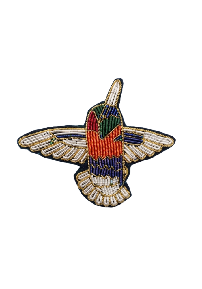 Broche Oiseau Brodée Orange Vert Et Marine - Sélectionné par Blush