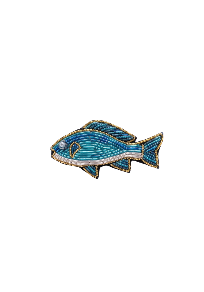 Broche Poisson En Fils Métallisés Bleu - Sélectionné par Blush