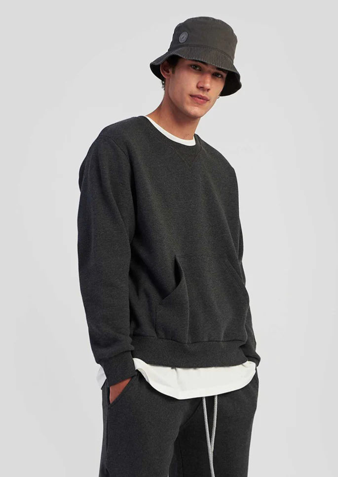 Sweat Wide Crew Black Marl - Sweet Pants