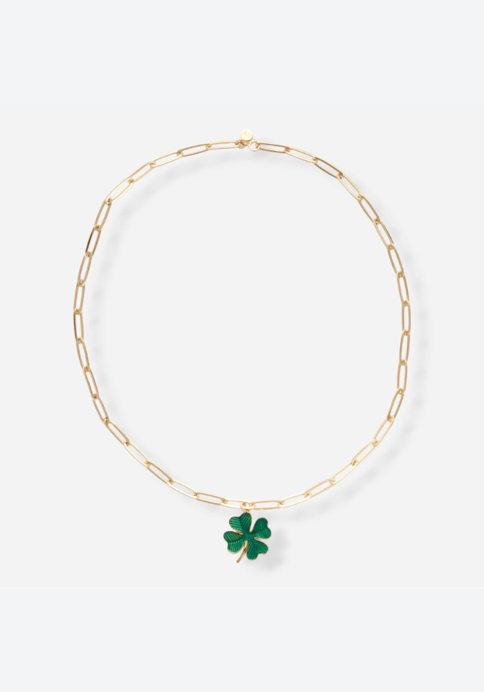 Collier Shamrock Émaillé Vert Petit - Alexandra Margnat