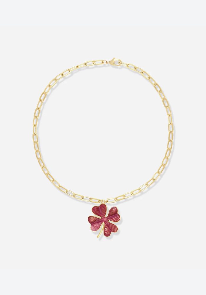 Collier Shamrock Émaille Prune - Alexandra Margnat