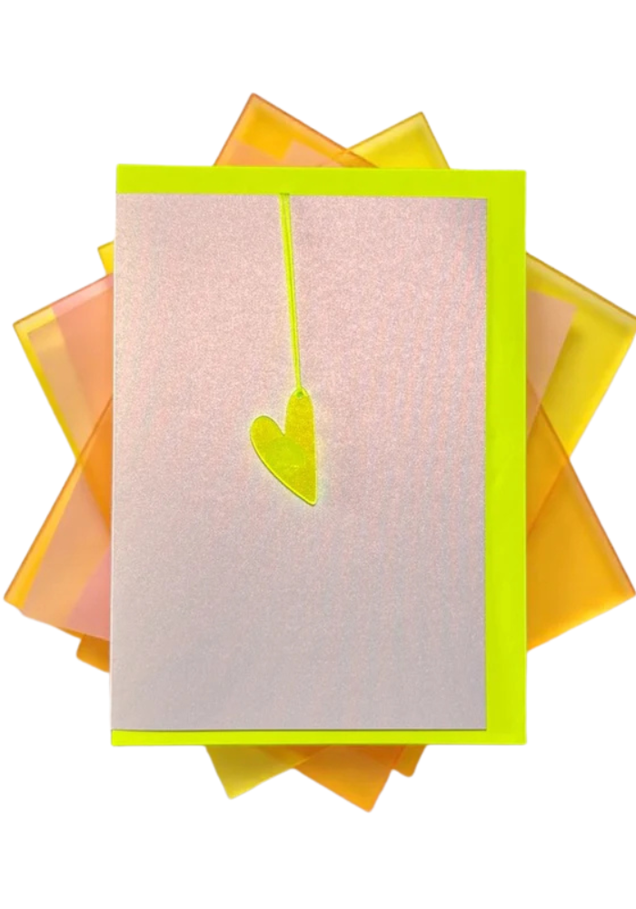 Carte Hang Me Happy Heart Neon Yellow - Blush