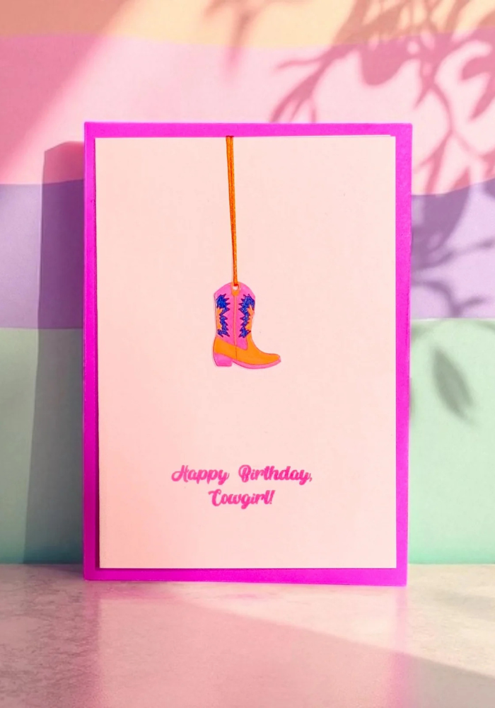 Carte Happy Birthday Cowgirl Boot - Blush
