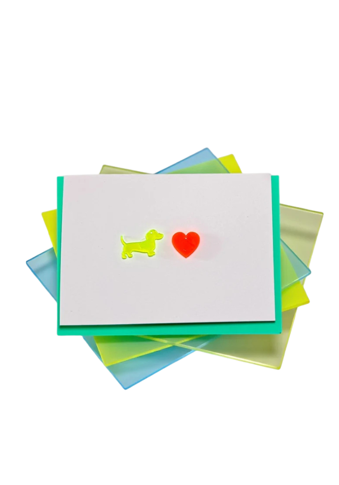 Carte Petit Teckel Et Coeur- Pink Stories
