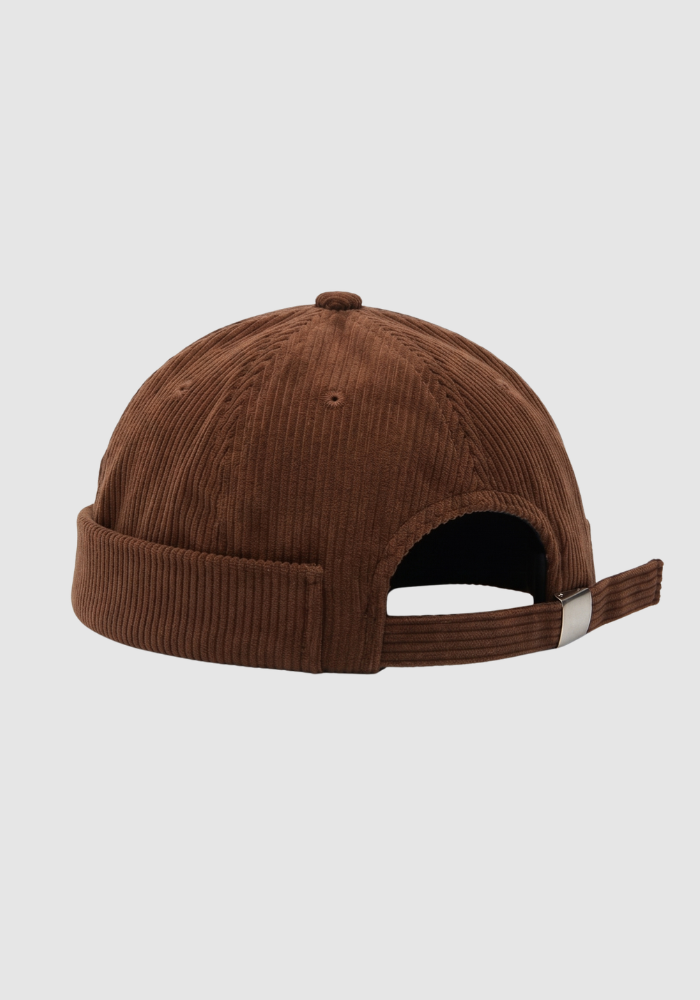 Casquette Sans Visière Velours Côtelé Marron