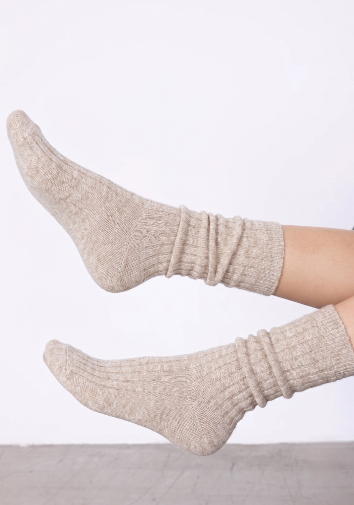 Chaussette Cachemire Irene Beige Chiné - Notshy