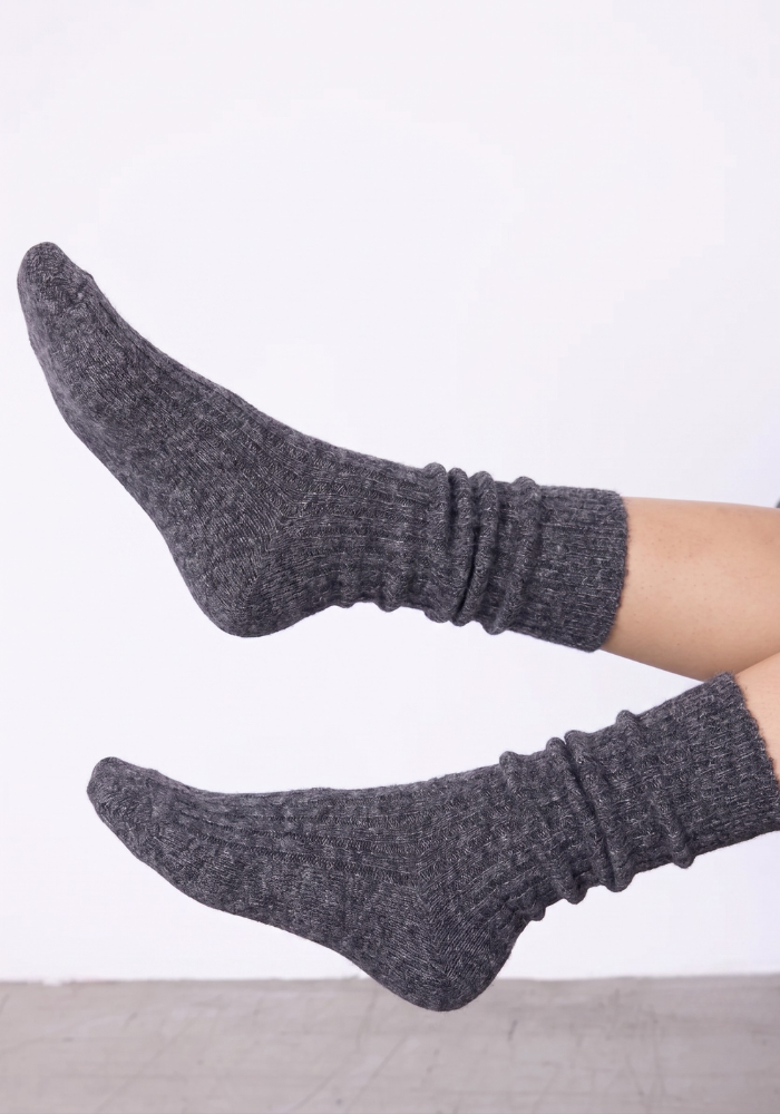 Chaussette Cachemire Irene Gris Chiné Foncé - Notshy