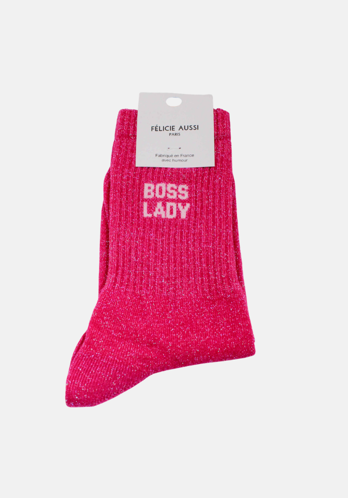Chaussettes Boss Lady Pailletées Fuchsia - Félicie Aussi