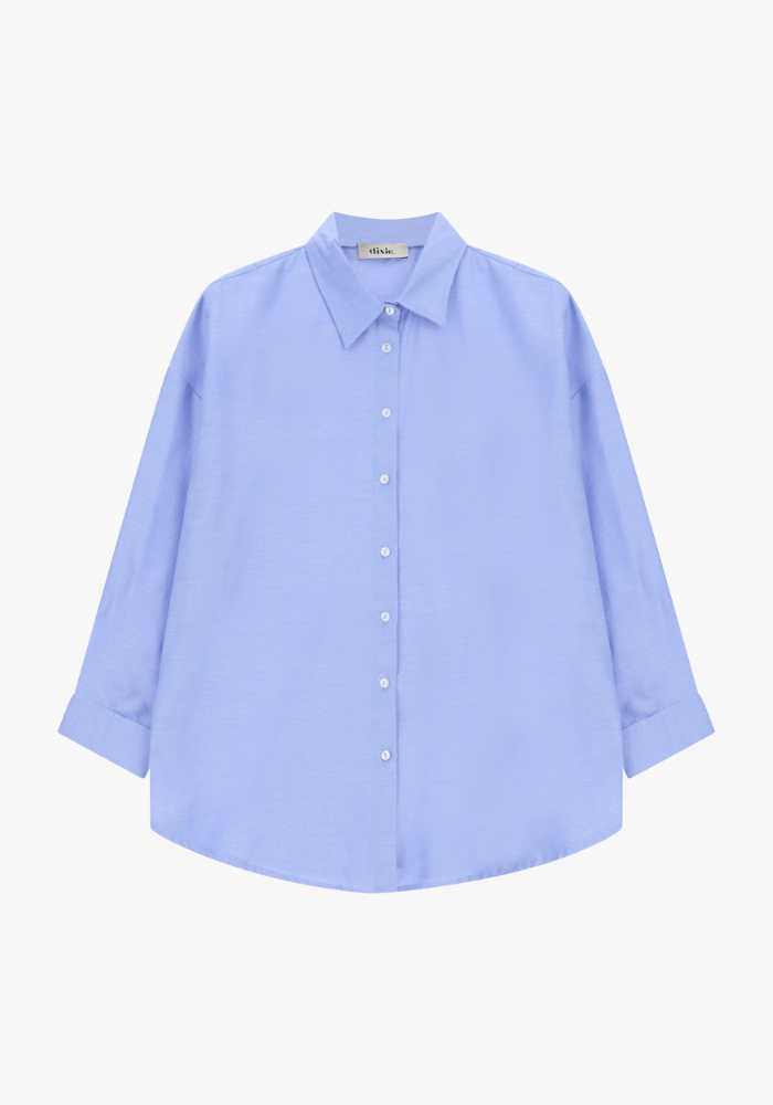 Chemise Droite Manches Longues Retroussées Céleste - Dixie