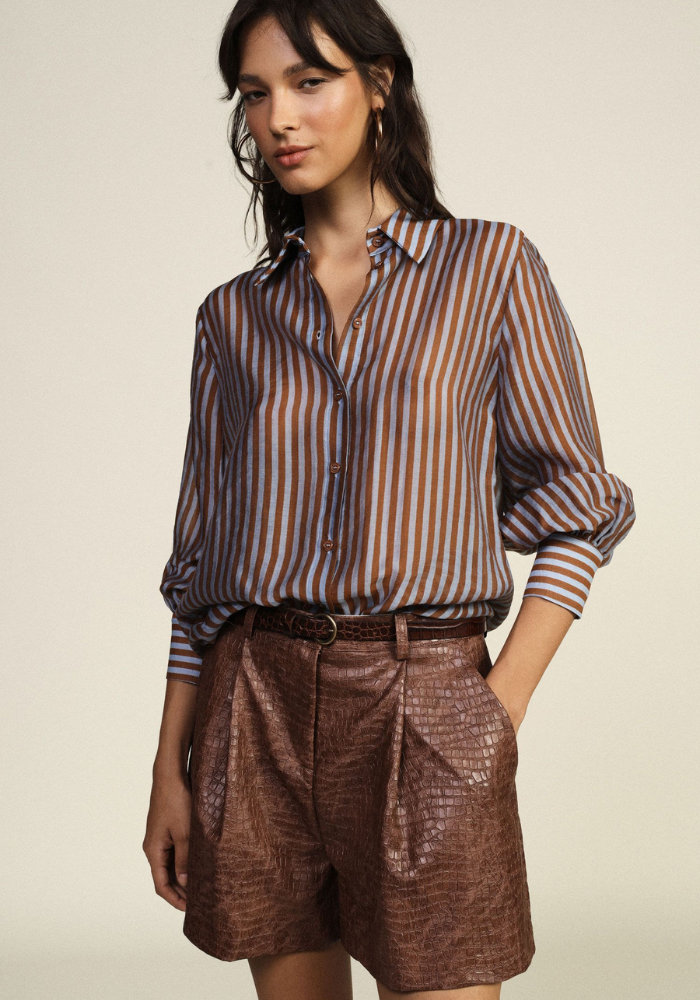 Chemise Nouer Rayures Verticale Bleu Clair - Dixie