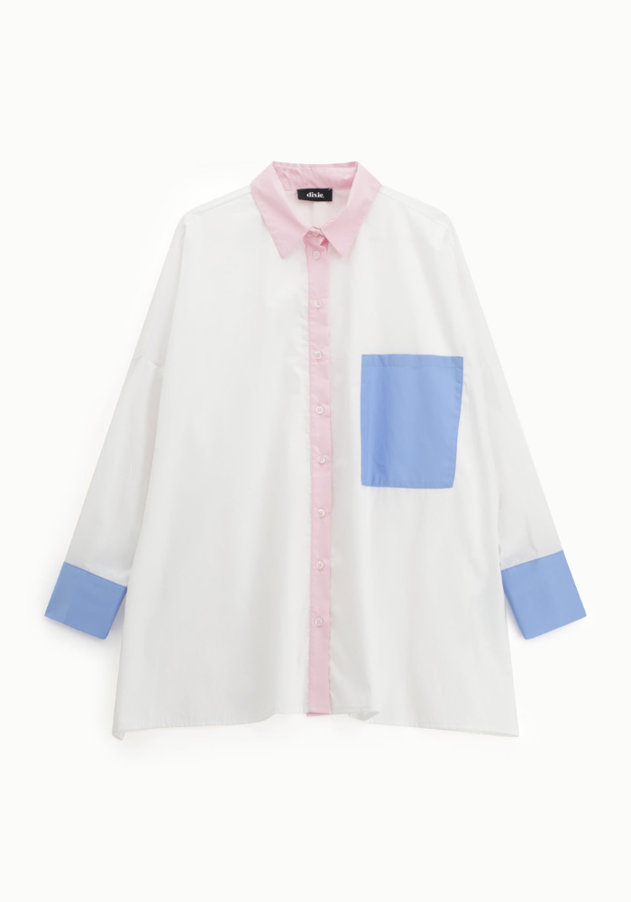 Chemise Oversized Boutonnière Rose Et Bleu - Dixie