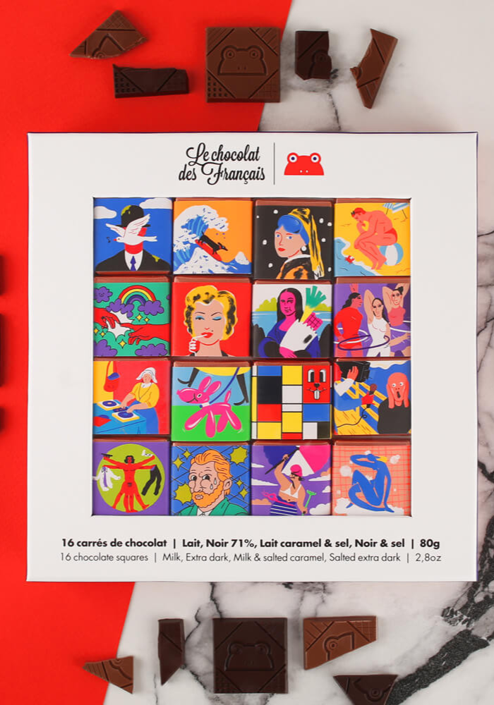 Coffret De 16 Carrés De Chocolat Bio « Histoire de l’Art » - Le Chocolat Des Français