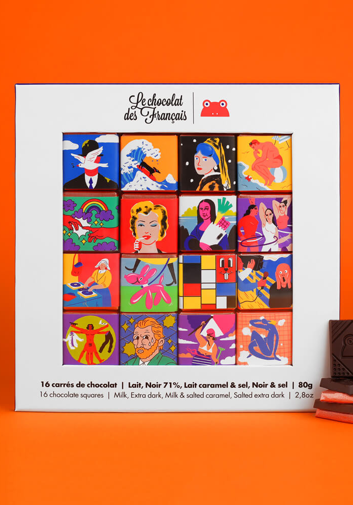 Coffret De 16 Carrés De Chocolat Bio « Histoire de l’Art » - Le Chocolat Des Français
