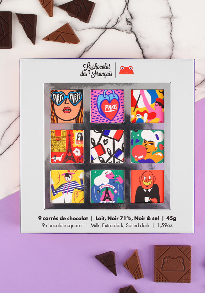 Coffret Parisien De 9 Carrés De Chocolat Bio - Le Chocolat Des Francais
