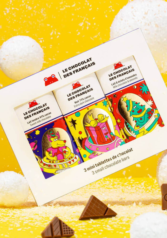 Coffret De 3 Mini Tablettes Noël  « Un Noël Galactique » - Le Chocolat Des Français