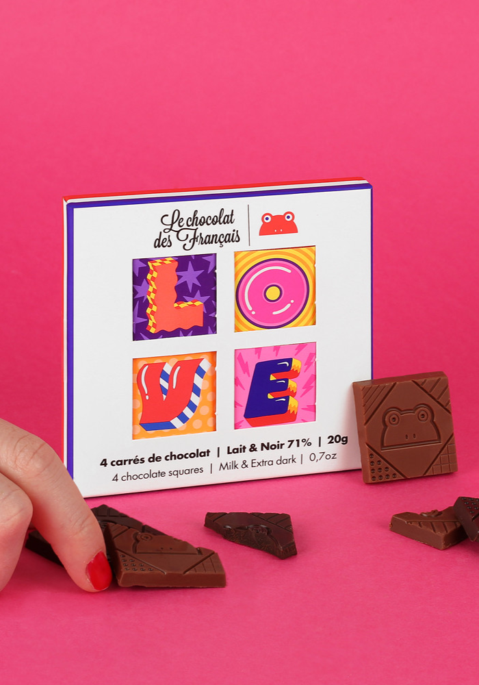Coffret de 4 Carrés De Chocolat Bio Love
