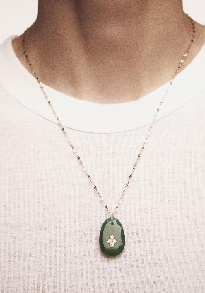 Collier Gaia En Onyx Vert - Pascale Monvoisin