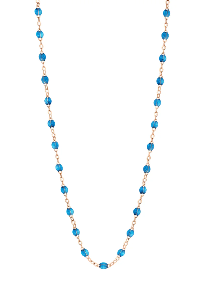Collier Classique Gigi Or Rose Et Résine Azur 42cm - Gigi Clozeau