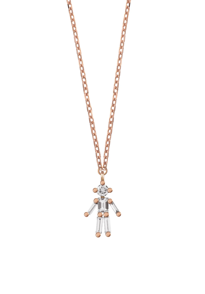 Collier Mini Garcon Diamants Or Rose