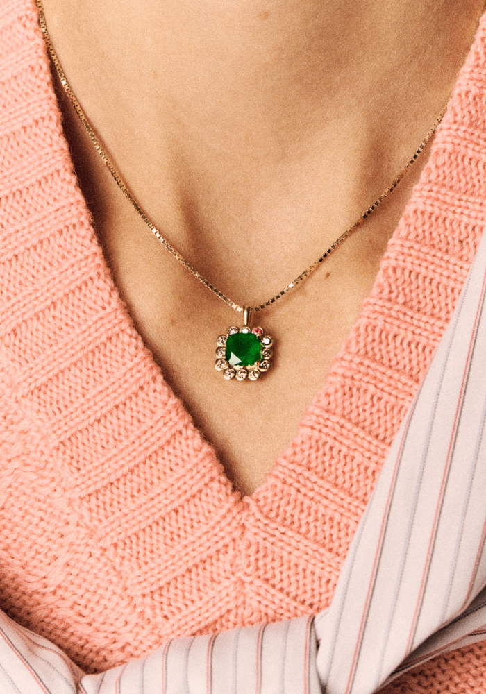 Collier Robin Calcedoine Vert - Pascale Monvoisin