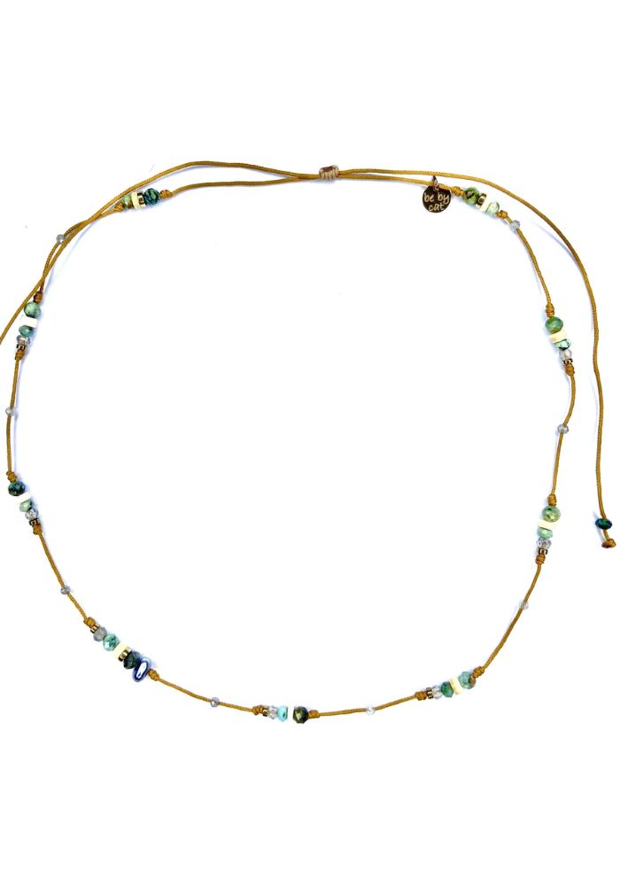 Collier Ras de cou Turquoise Labradorite Nacre Keshi Hématite - Be By Cat