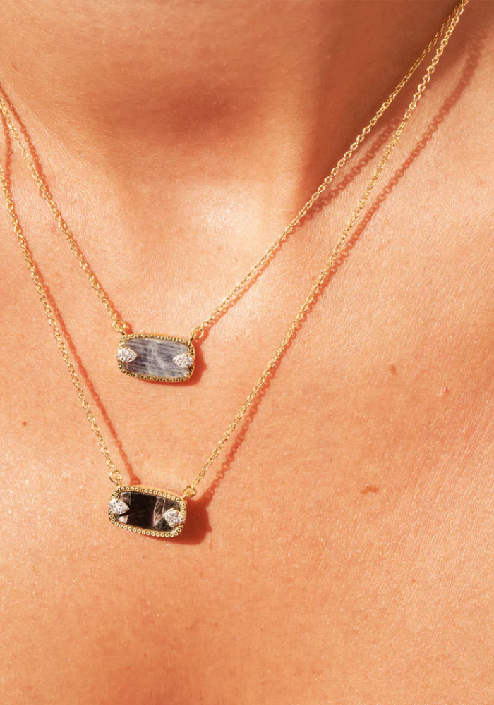 Collier Sangha Onyx Et Pierre De Lune - Be Maad