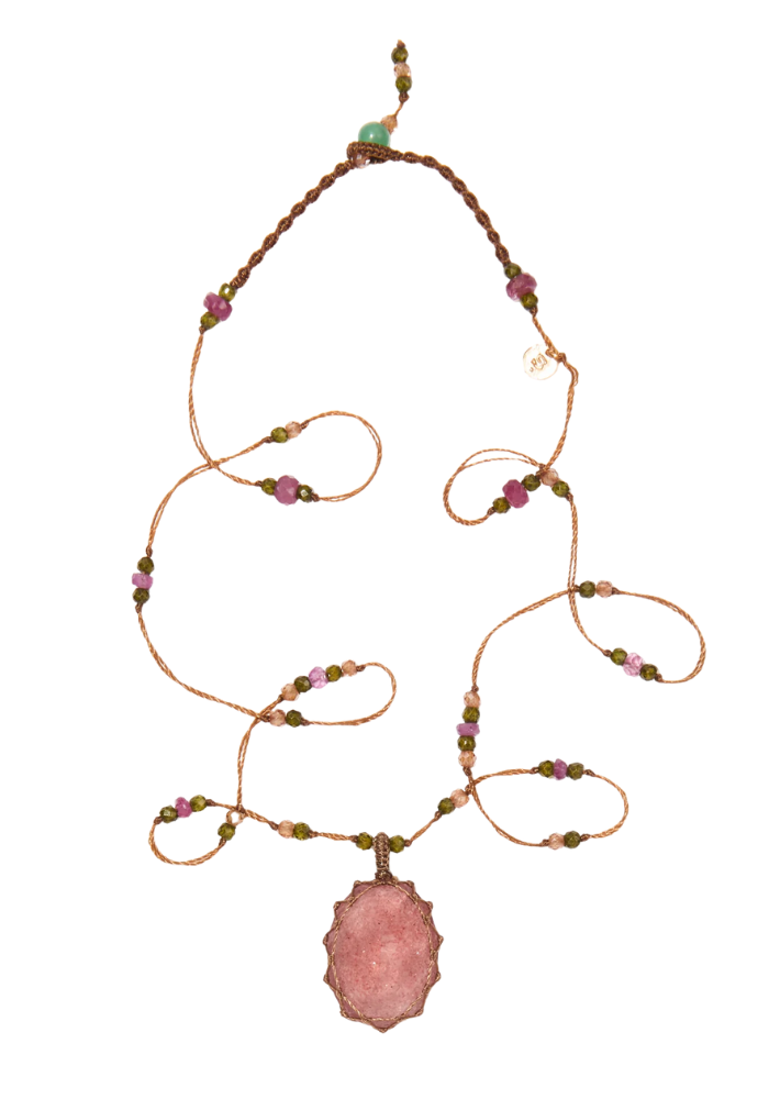 Collier Pendentif Tibétain Pink Quartz - Sélectionné par Blush