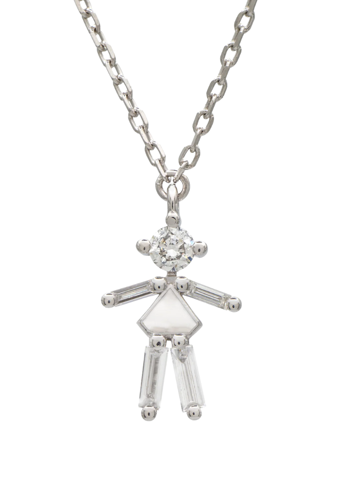 Collier Mini Fille Argent Diamants Blanc - Little Ones Paris
