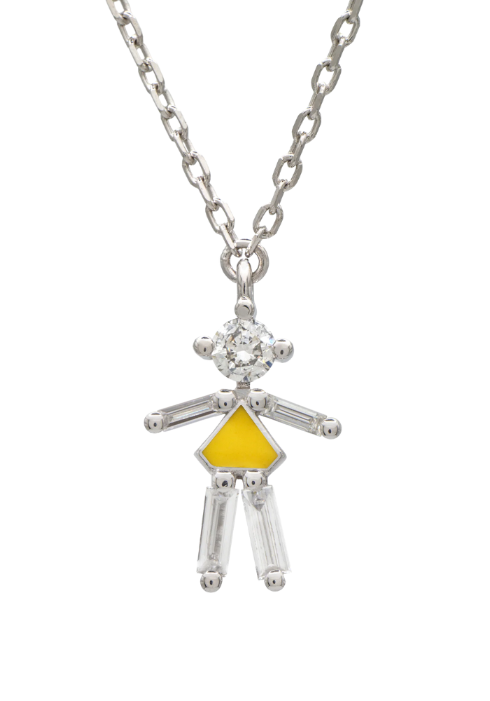 Collier Mini Fille Argent Diamants Jaune - Little Ones Paris