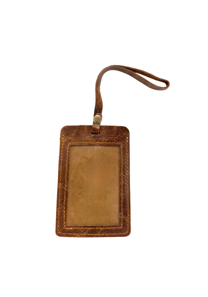 Étiquette Bagage Arthur Cuir Vintage Camel - Les Cleias