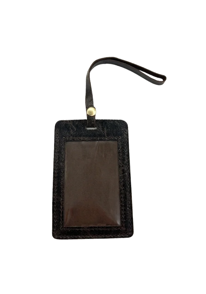 Étiquette Bagage Arthur Cuir Vintage Marron Foncé - Les Cleias