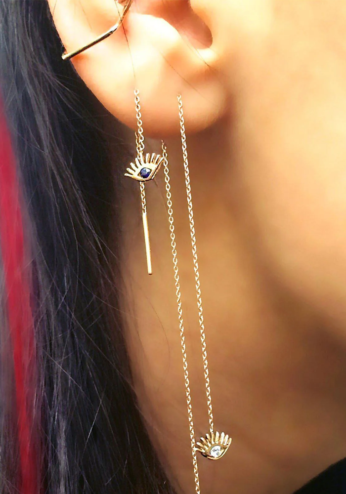 Boucle D'Oreille Evil Eye Short Chain - Kismet By Milka