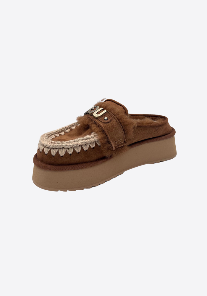Mules A Plateforme Cognac - Mou