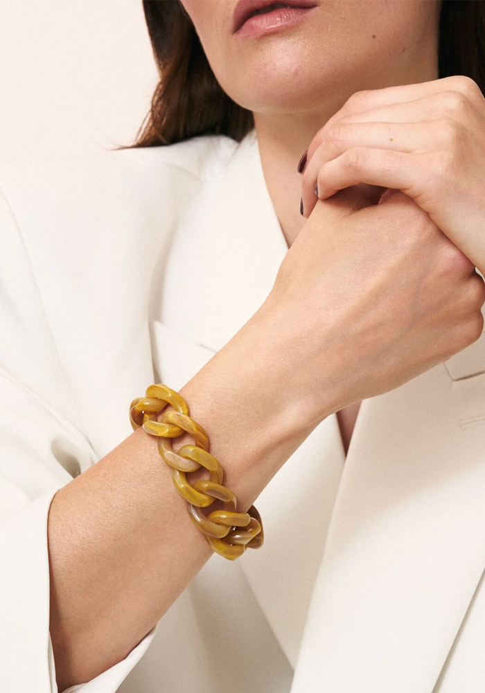 Bracelet Flat Chain Ocher Marble - Vanessa Baroni