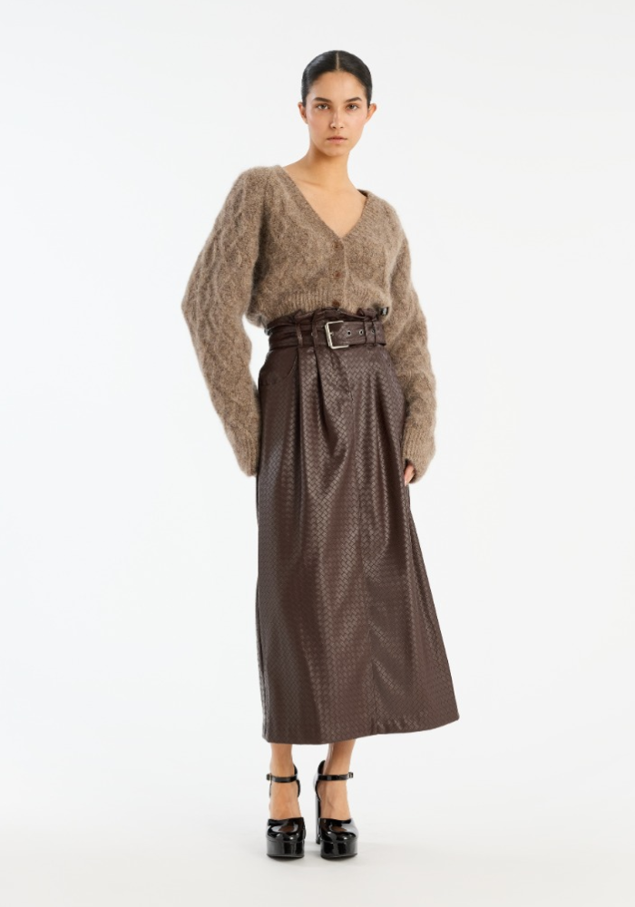Fluffy Knit Cardigan Brown - Rotate Birgerchristensen