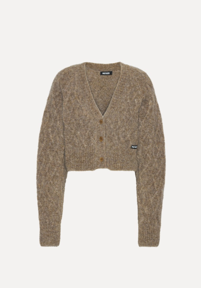Fluffy Knit Cardigan Brown - Rotate Birgerchristensen