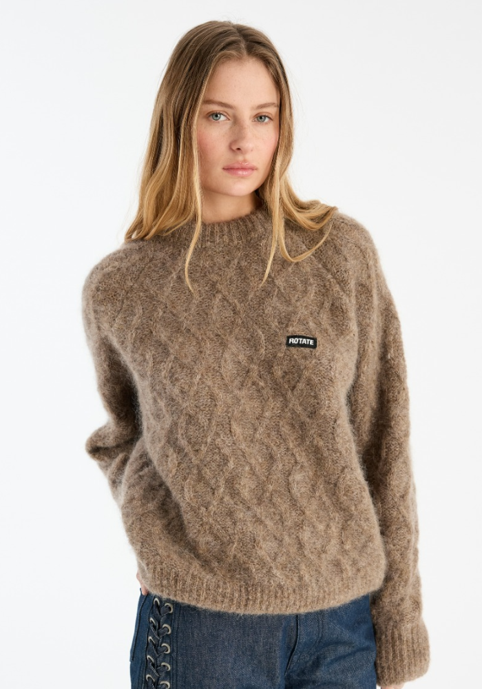 Fluffy Knit Jumper Brown - Rotate Birgerchristensen