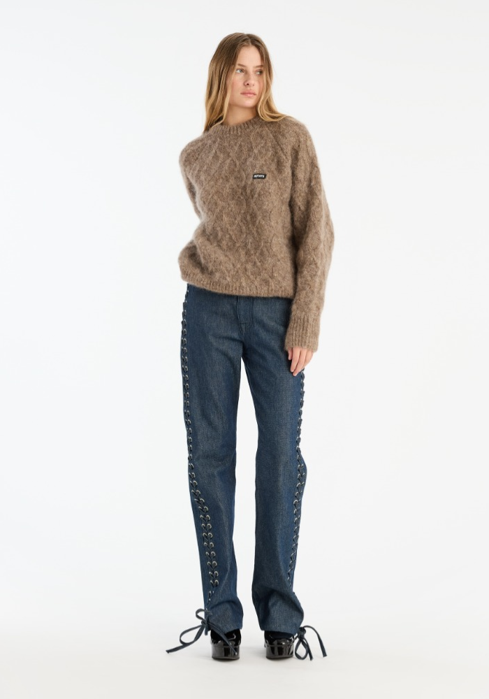 Fluffy Knit Jumper Brown - Rotate Birgerchristensen