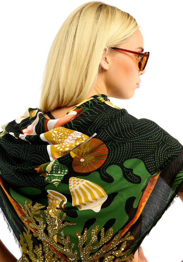 Foulard Coral Big Noir - Wild Paris