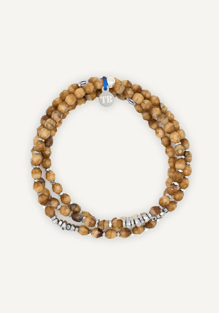Bracelet 3 Tours Ou Collier Gentleman Caramel Et Silver - Têtes Blondes
