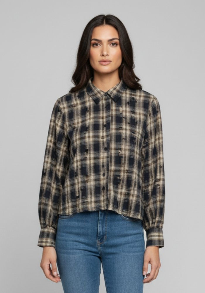 Chemise À Carreaux Destroy