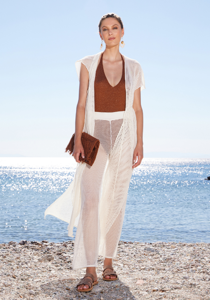 Gilet Long En Crochet Blanc - Sélectionné par Blush