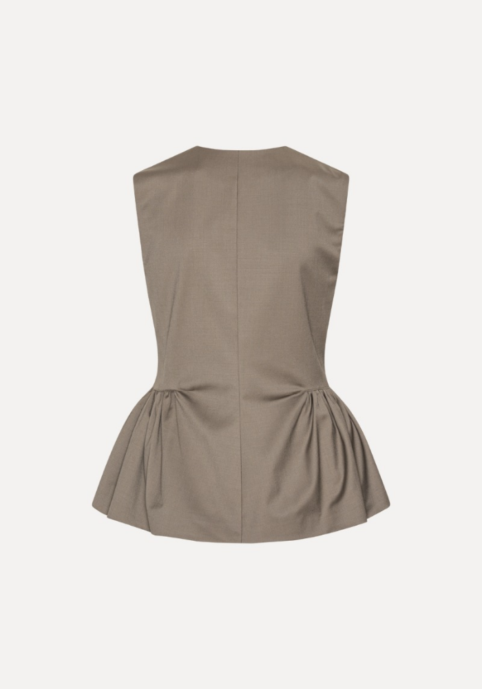 Gilet Sans Manches Péplum Taupe - Rotate